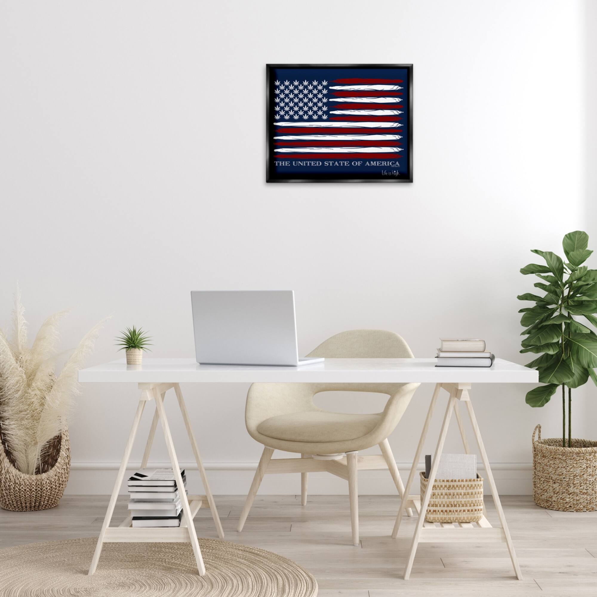 Stupell Industries Herb America Flag Floater Framed Art